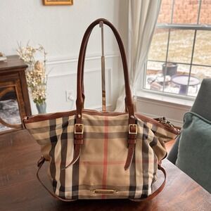 Burberry House Check Canvas Bridle Salisbury Tote Satchel Bag Purse - Authentic